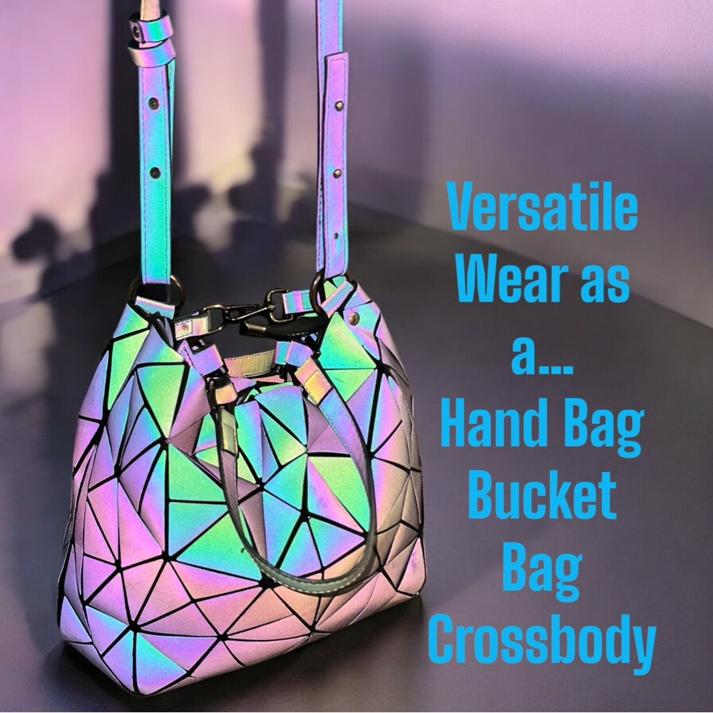 Geometric Silver/ reflective Crossbody Bag with Adjustable Straps